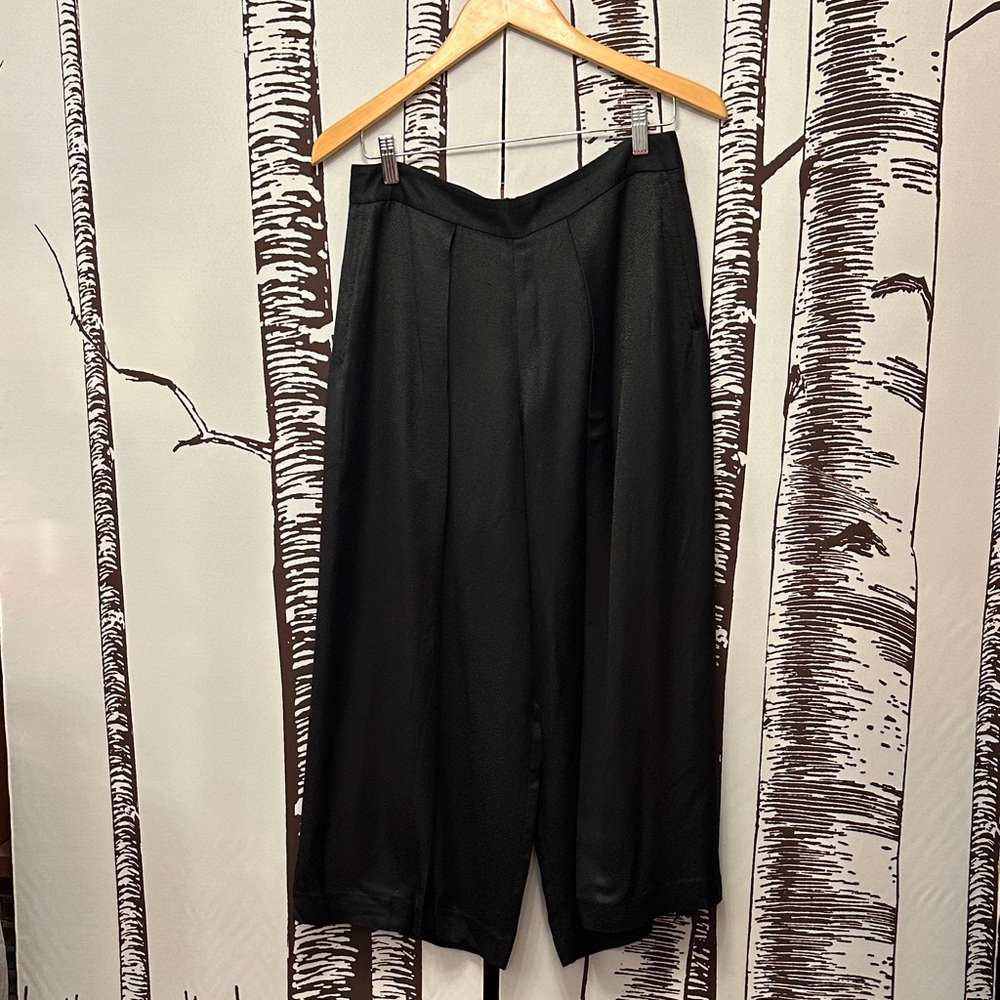 Rag & Bone Black cropped wide leg trouser pants 6